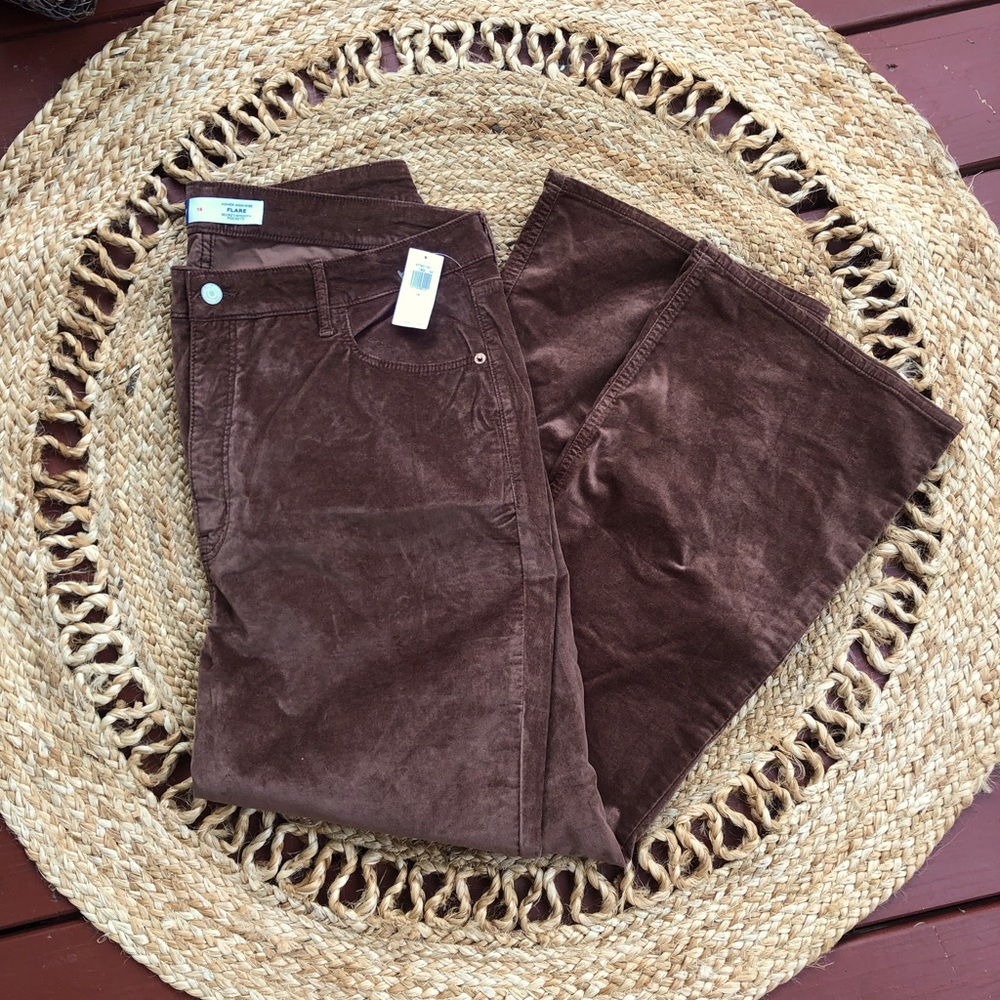 Brown velvet flare cropped pants